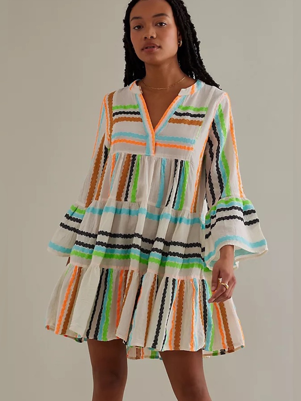 Devotion Twins SMALL Ella Tunic mini dress  in Pearl Bright striped